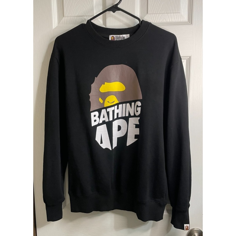 BAPE A Bathing Ape College Crewneck Black Size L NWOT